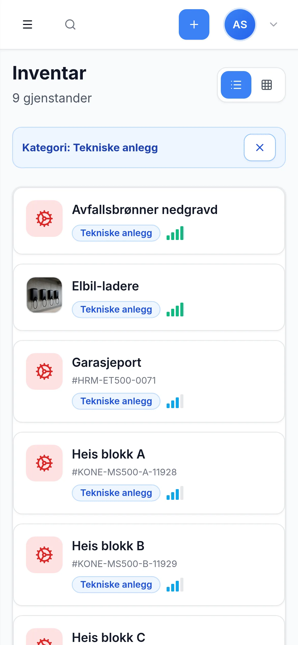 Inventarliste for sameie og borettslag på mobil i InventarListen